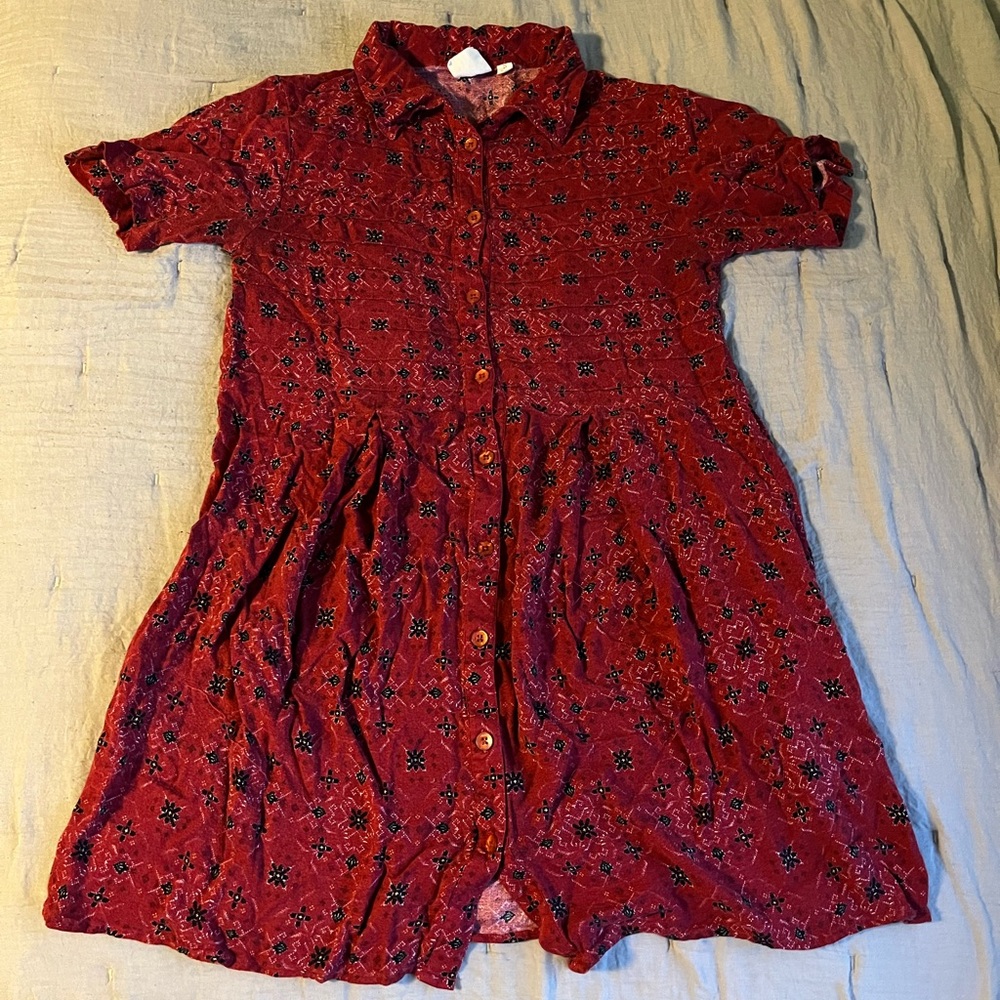 White Crow maroon babydoll dress